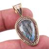 Natural Labradorite 925 Solid Sterling Silver Jewelry TwoTone Pendant 1.50" V7O96