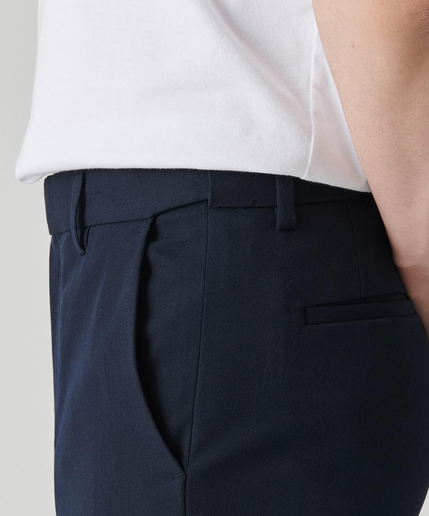 MUSINSA STANDARD Straight Hidden Banding Slacks [Navy]