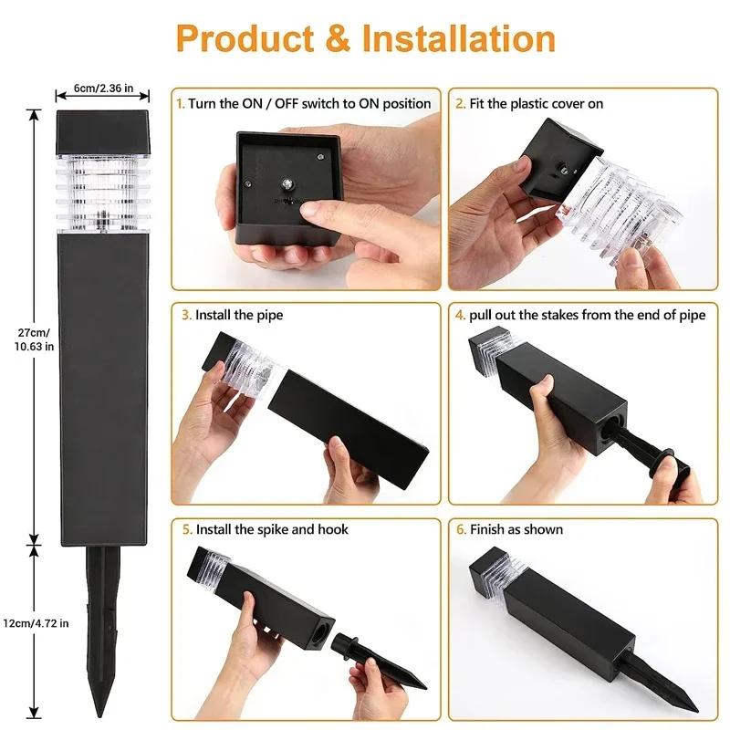 D5 1 шт. Солнечный ночной свет Декоративные светодиодные садовые фонари Солнечная энергия Наружный Водонепроницаемый Газон Дорожка Патио Декор Солнечные фонари Лампа