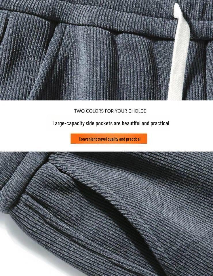 Corduroy-Velvet Men's Loose Drawstring Work Wear Pants 2024 - Casual, All-Match Sweatpants Trousers