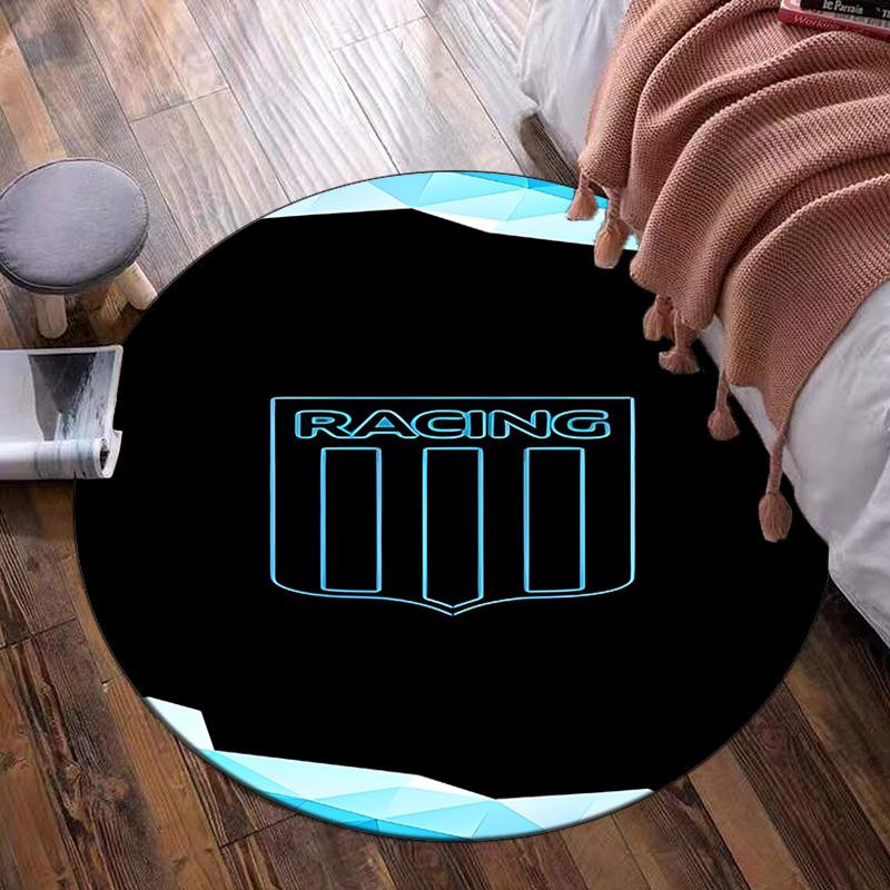 Racing Team Emblem Round Rug for Livingroom,Bedroom, Palyroom, Chair Rug, Area rug, Circle Carpet, Large Size Fan Christmas gift