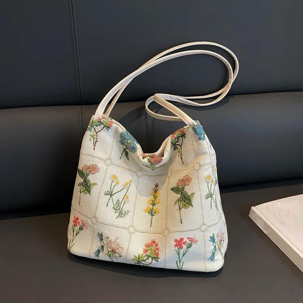 Large Capacity Bag Canvas Leisure Shoulder Bag Floral Small Handbag