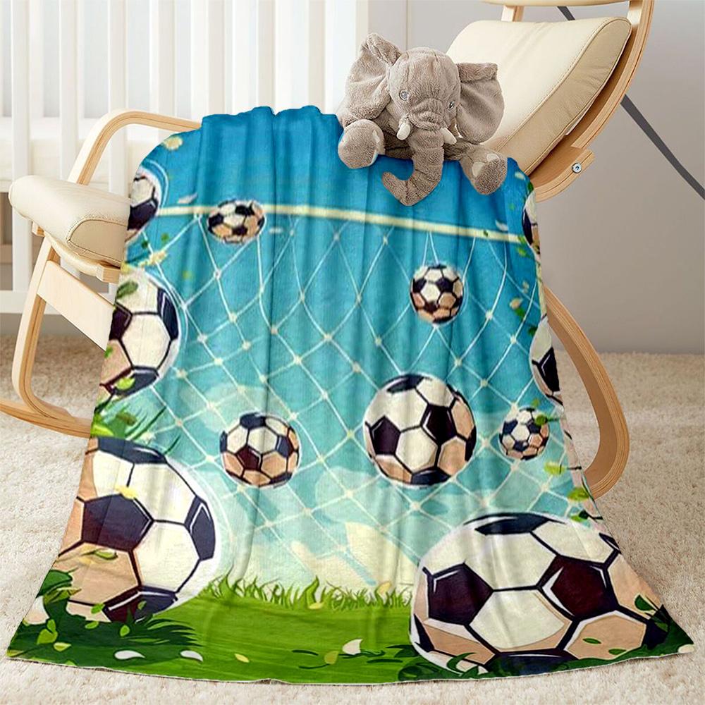 1pc Soccer Ball Sports Theme Blanket Comfortable Soft Lightweight All Season for Travel Camping Picnics Sofa Offic Gift for Friends and Family