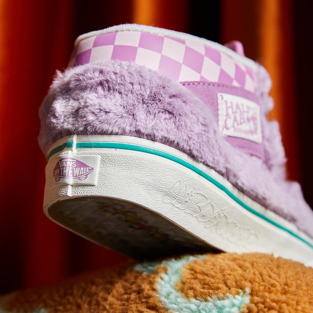 Vans Miro&Wujo X Half Cab Год Кролика Лимитированные Плюшевые Шахматные Теплые Низкие Кеды для Скейтборда Унисекс Кроссовки Розовые VN000UC8BO9(S-BOX)