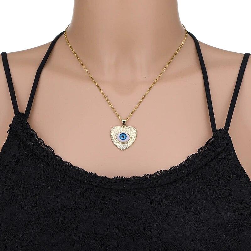 Модное турецкое ожерелье Lucky Evil Eye, женское 8 стилей, голубые глаза, женский шарм, модное эмалированное ожерелье в форме сердца в форме пальмы, ювелирные изделия