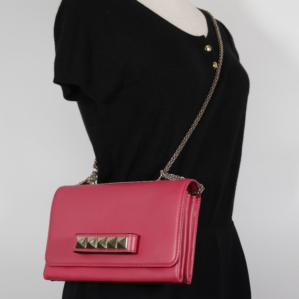 Valentino VaVaVoom Shoulder Bag Rock Studs ChainShoulder Pink Lambskin Women Used