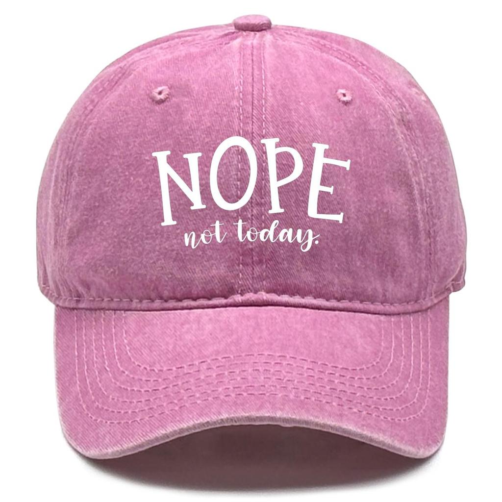 NOPE not today" Print Adjustable Baseball Cap, Trucker Hat Casual Slouchy Retro Hip Hop Snapback Sun Hat