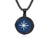 [FUANNA] Men's Compass Necklace, Hypoallergenic Surge Stainless Steel Compass, North Star (60cm, Blue + Black)