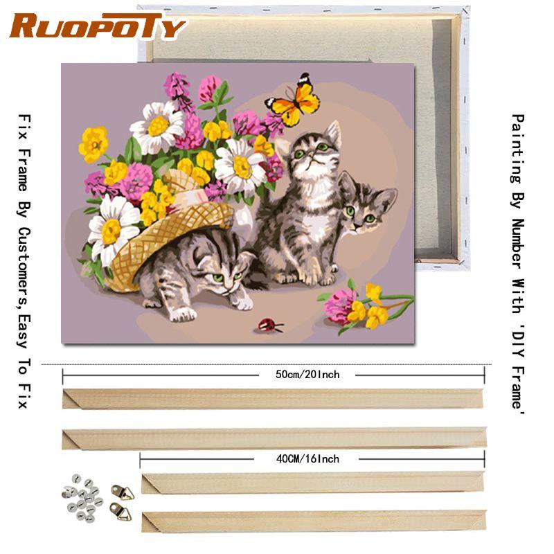 RUOPOTY With DIY Frame Animals Oil Painting DIY Digital Painting By Numbers Modern Wall Art Hand Painted Oil Painting For Home Decor