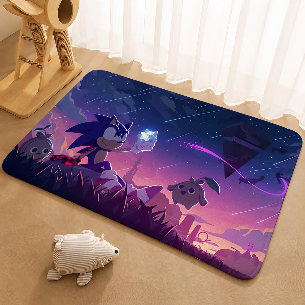 Classic Anime S-Sonic Characters Floor Mat Floor Mat Soft Flannel Non-Slip Door Rug for Living Room