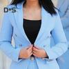 2 шт./комплект женский формальный пиджак брюки комплект с длинными рукавами двойные пуговицы узкий кардиган талия куртка средней длины прямые брюки с высокой талией формальный деловой