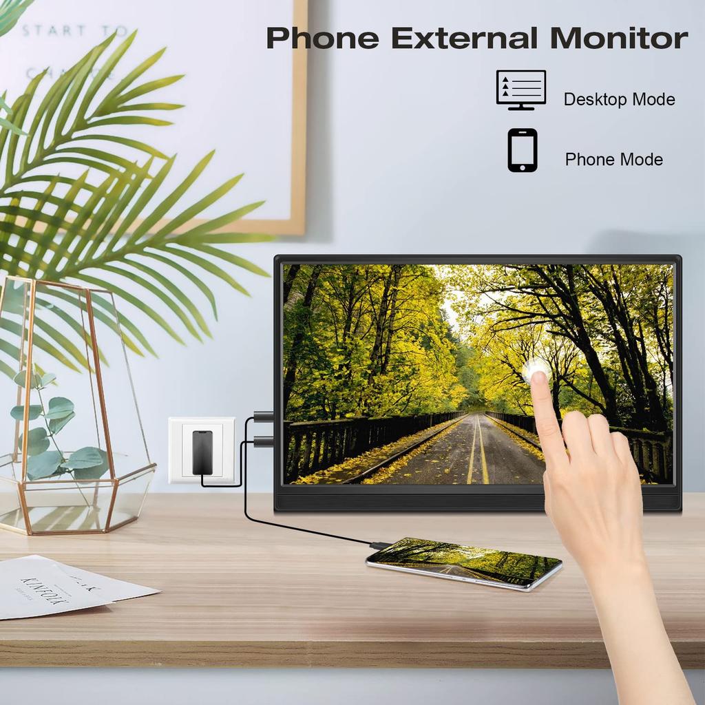 Inch Touch Mobile Monitor Lrtzcbi Thin Lightweight Screen Portable Monitor HDR IPS Panel FHD Resolution 1920x1080 Game Monitor 60Hz Touch Function