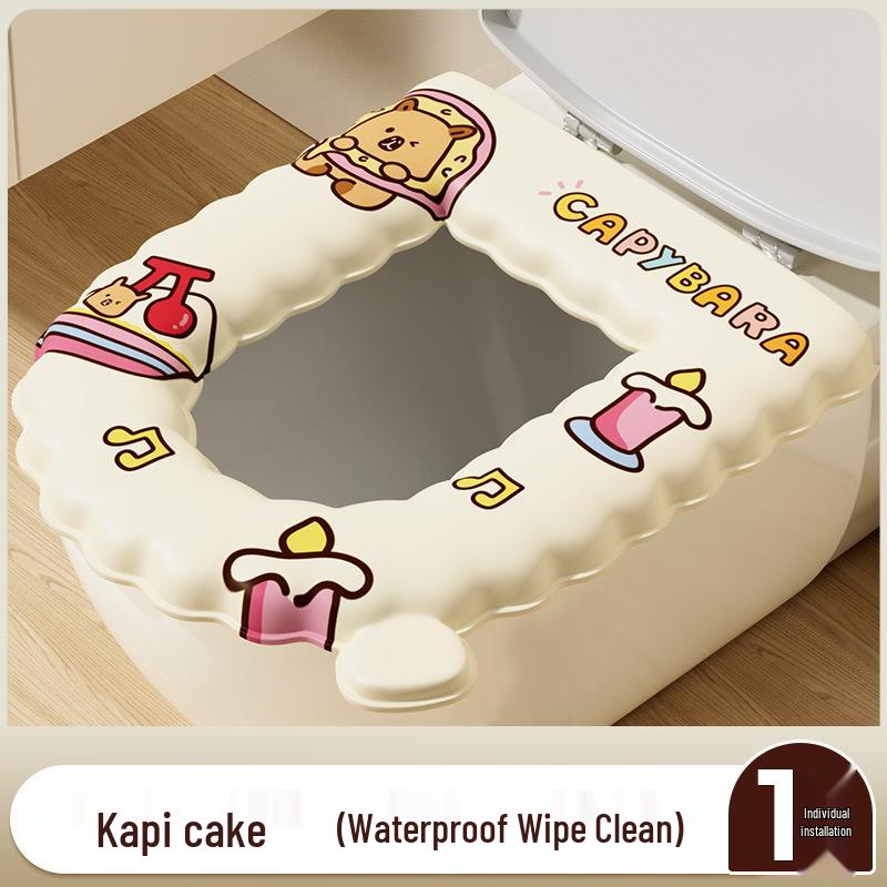 Водонепроницаемая подушка для сиденья унитаза на все сезоны с крышкой и чехлом с утолщенным узором