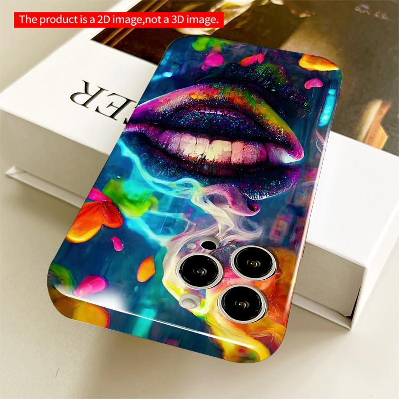 2DFlat Vibrant Lips & Petals Art Phone Case All inclusive film hard iPhone case, compatible with iPhone 18 Pro Max 17 16 15 14 13 12 11