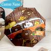 Custom Name Umbrella Happy Valentine's Day Brown Bear Umbrella 8-Frame for Travel, Camping, Casual Lightweight Portable, Essential for Family Gifts