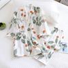 Women Kimono Pajamas Seven Point Sleeve Cotton Gauze Crepe Sleepwear Loose Home Clothes Two-piece Suit Pijamas