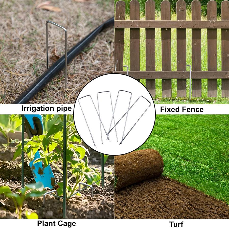 30-50pcs U-Shaped Ground Stakes with 3-Holes Round Washer Lawn Turf Nails Garden Fabric Stakes for Fix Fabrics Weed Patio Tents