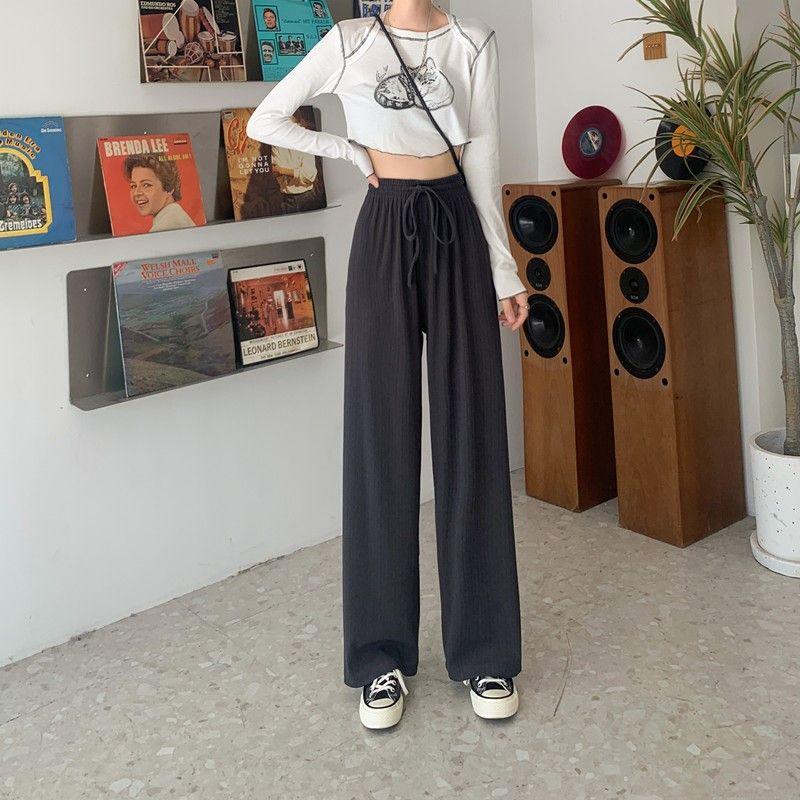 Large Size Wide Leg Pants for Women In Summer High Waisted Straight Leg Loose Fit Sporty and Casual with a Hanging Feeling and Floor Length Pants