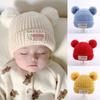 Плюшевый помпон Зимняя шапка Однотонные шапки-бини Новая детская теплая шапка Мальчики Девочки