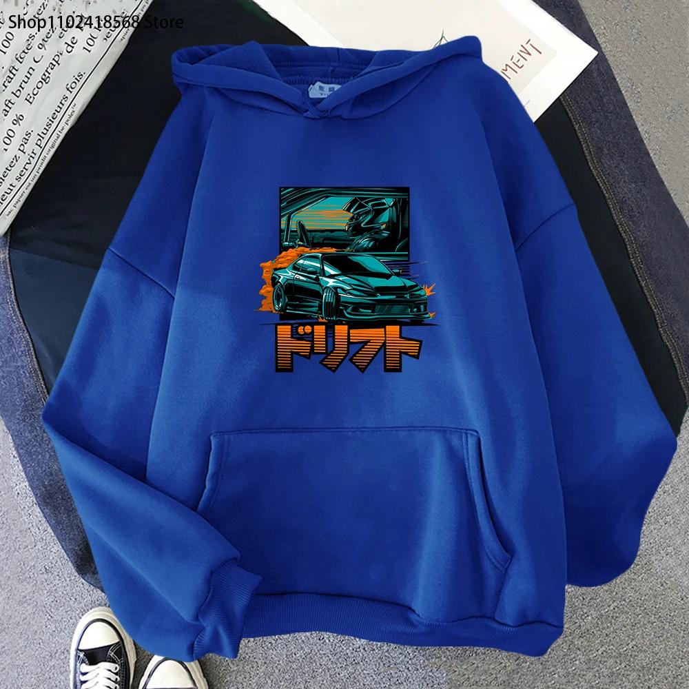Initial D JDM Men Hoodie Men Japanese Car Streetwear Anime Print Winter Nissan Silvia Dorifto Casual Women