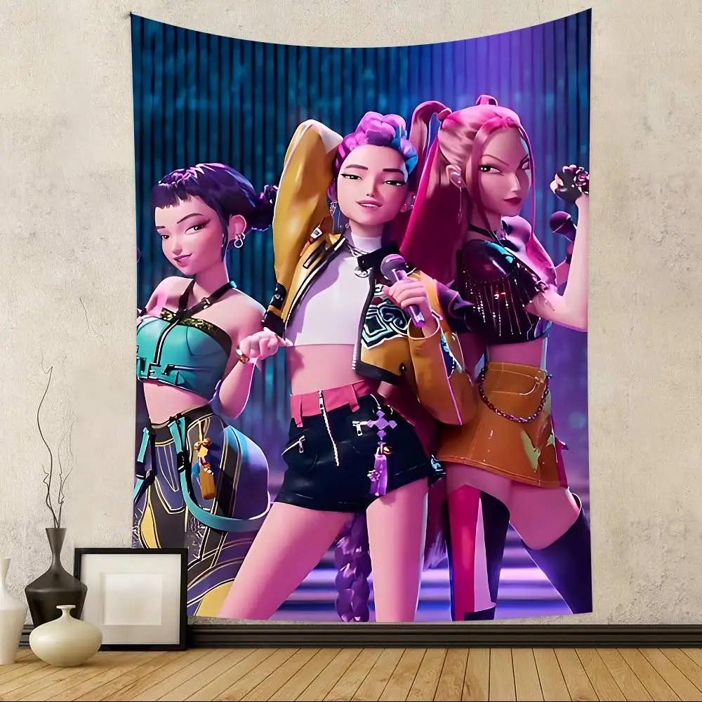 K-Pop Охотники на демонов Аниме стиль Гобелен Домашний Декор спальни День рождения Вечеринка Ткань для фона вечеринки