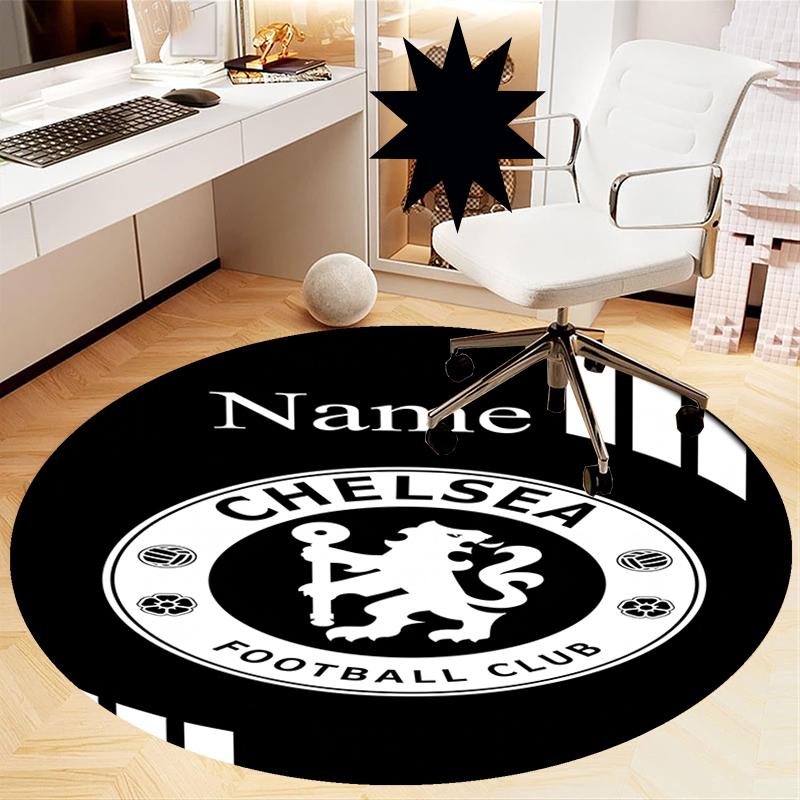 Custom Name Chelsea Football Club Printed Round Rug Carpet Chair Rug Area Rug Entryway Doormats,for Office Chair Living Room Bedroom Kitchen Room.