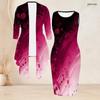 Women Plus Size Two Piece Set Sleeveless Bodycon Dress Long Sleeve Draped Cardigan Printed Black Teal Gold