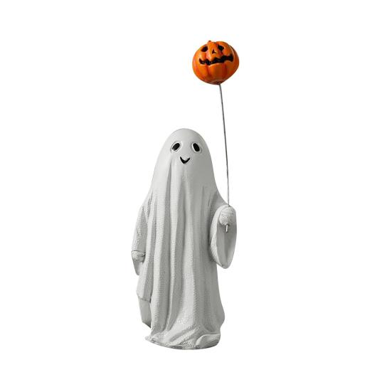 Хэллоуин Фигурка Привидения Белое Привидение с Тыквой Кот Жуткое Полимерное Украшение с Гравировкой Хэллоуин Декорация