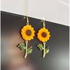 Модные простые серьги-подвески в виде подсолнуха для женщин, желтые эмалевые серьги-подсолнухи с маргаритками для повседневного ношения и вечеринок