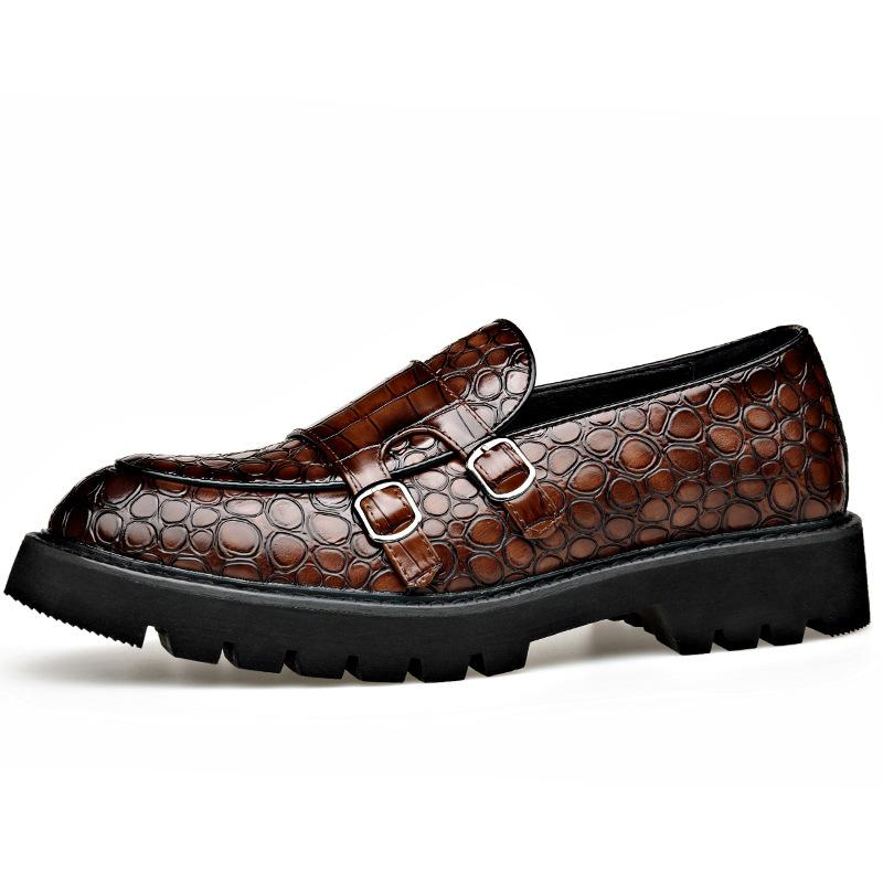 2025 Весна Осень Новые Повседневные Кожаные Туфли для Мужчин Толстая Подошва Пряжка Дизайнерские Туфли Мужские Большой Размер Деловые Платья Лоферы Мужские