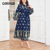 Plus Size Women's Autumn New Casual Print Fashion Long Dress