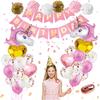 Unicorn Theme Party Decoration Balloon Paper Flower Ball Set Unicorn Balloon Fishtail Flag Birthday Party Decoration