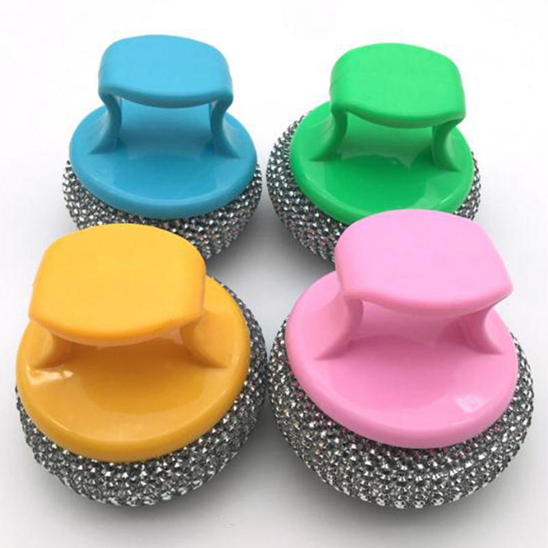 Проволочная шариковая щетка с ручкой Щетка для чистки сковороды Щетка для мытья посуды Ручка для мытья посуды