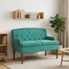 Two Seater with Button Tufting Turquoise 111 x 65 x 79 cm Velvet