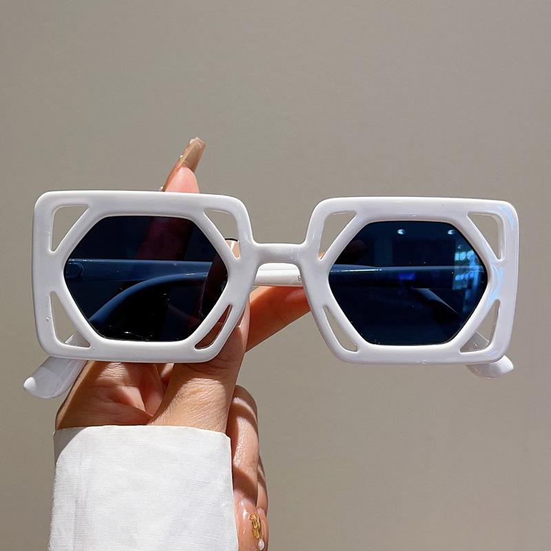 Солнцезащитные очки дизайнерского бренда, полые квадратные, женские, для мужчин, винтажные, модные, милые, трендовые, панк, двухцветные линзы
