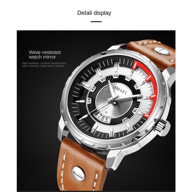 Часы SMAEL Мужские студенческие спортивные кварцевые часы с календарем и светящимся ремешком