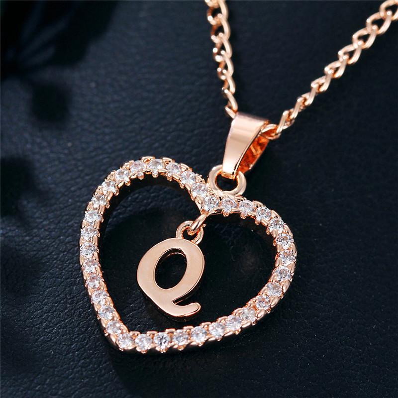 Charming Alphabet Elegant Pendant Initial Letter Simple Exquisite Love Heart Necklace Fashion DIY