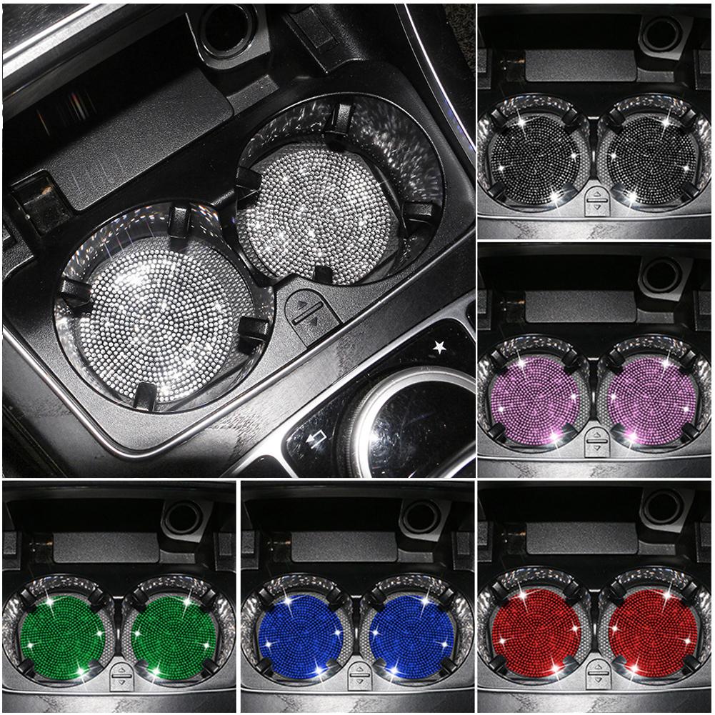 Multifunctional Car Diamond Coaster Water Cup Slot Non-Slip Mat Silica Pad Cup Holder Mat Auto Interior Decoration Accessories