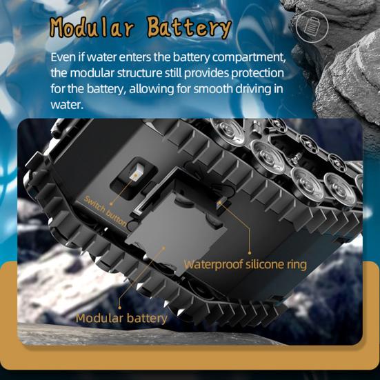 Амфибийный танк с дистанционным управлением 2,4 ГГц, водонепроницаемый вездеходный автомобиль-трюк на радиоуправлении, электрический гусеничный