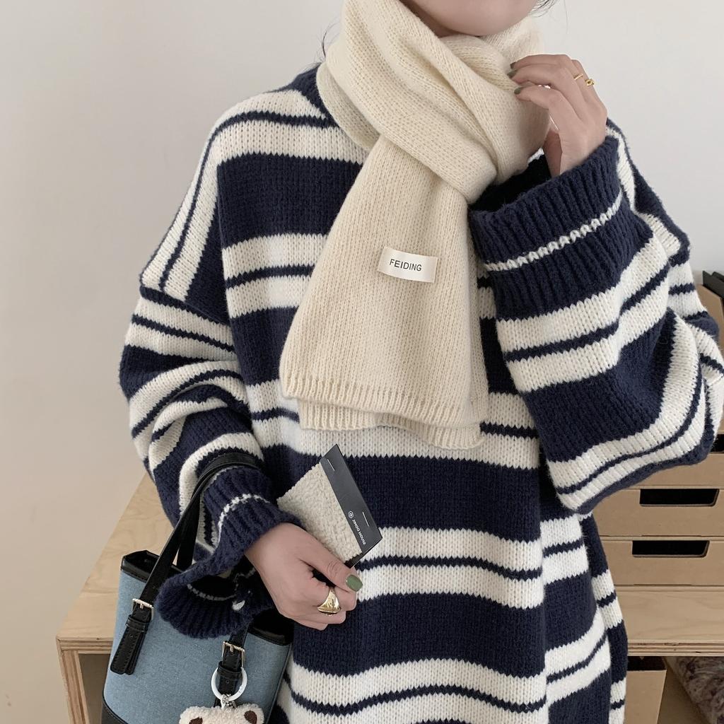 Однотонный теплый шарф женский универсальный шерстяной мягкий восковой парный шарф в стиле колледжа японский прилив