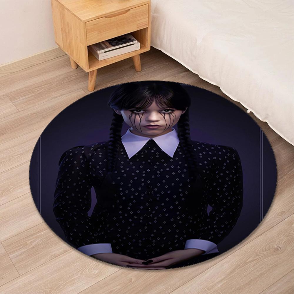 Wednesday Printed Round Rug Carpet Chair Rug Area Rug Entryway Doormats,for Office Chair Living Room Bedroom Kitchen Room.
