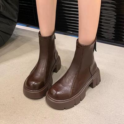 Мартинсы на толстой подошве Женские осенне-зимние мартинсы 2025 Новые ботильоны на толстом каблуке для ранней осени Осенне-зимние ботинки Узкие ботинки