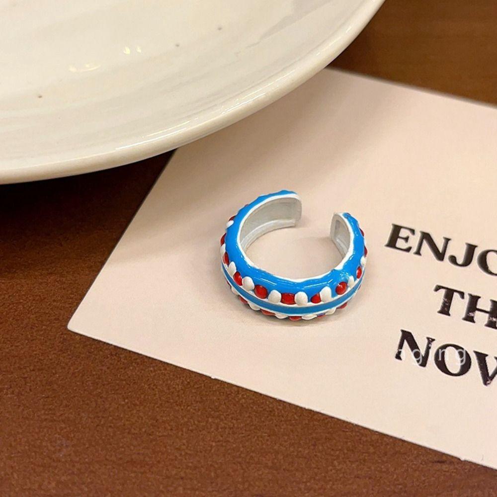 Adjustable Opening Finger Ring Dopamine Heart Ring Fashionable Glaze Ring  Cute Ring For Girls