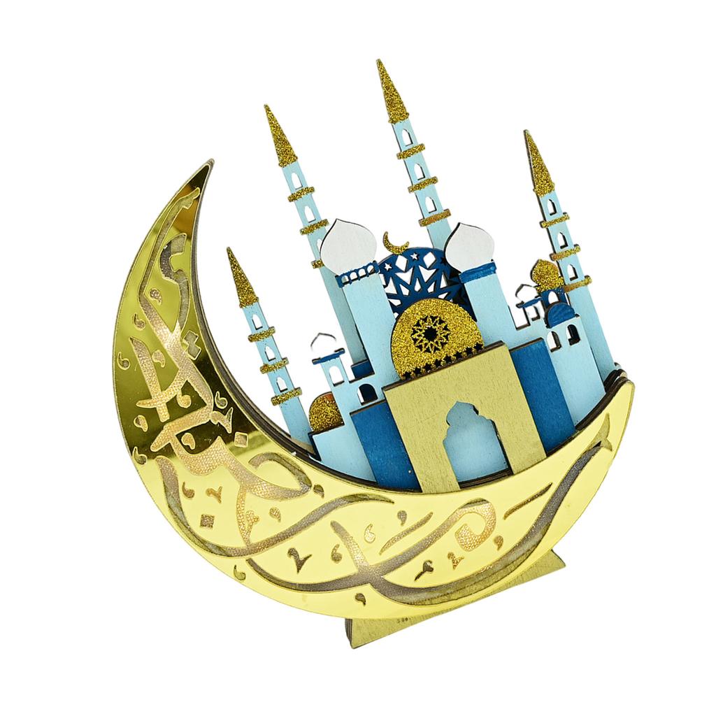 Светодиодная подсветка Деревянные Лунные Замки Мечеть Праздник Ид Настольное Украшение Орнамент для Мусульман Исламский Рамадан Праздничный Подарок