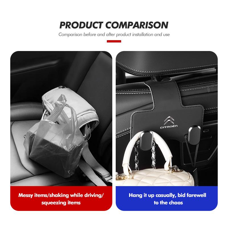 OCDK9 Car Rear Seat Double Head Storage Hook Headrest Hanger Clip For Citroen Jumper Celysee Cactus Picasso Aircross Saxo Grand