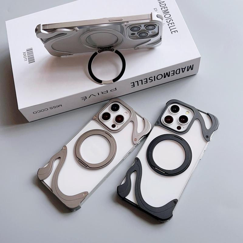 Роскошный безрамный чехол из алюминиевого сплава для iPhone 16 Pro 15 Pro Max для Magsafe, ударопрочный прозрачный чехол из ПК с жесткой магнитной задней крышкой