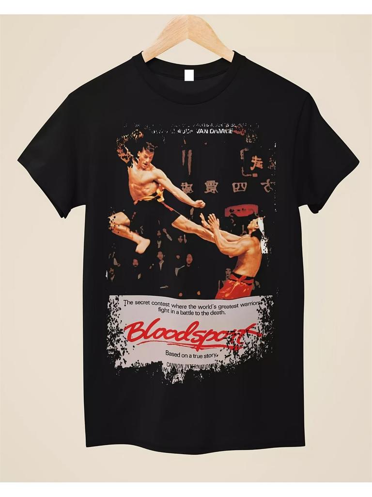 Unisex Black T-Shirt Featuring a Graphic from The Bloodsport Movie Poster - Made from 230G Heavyweight