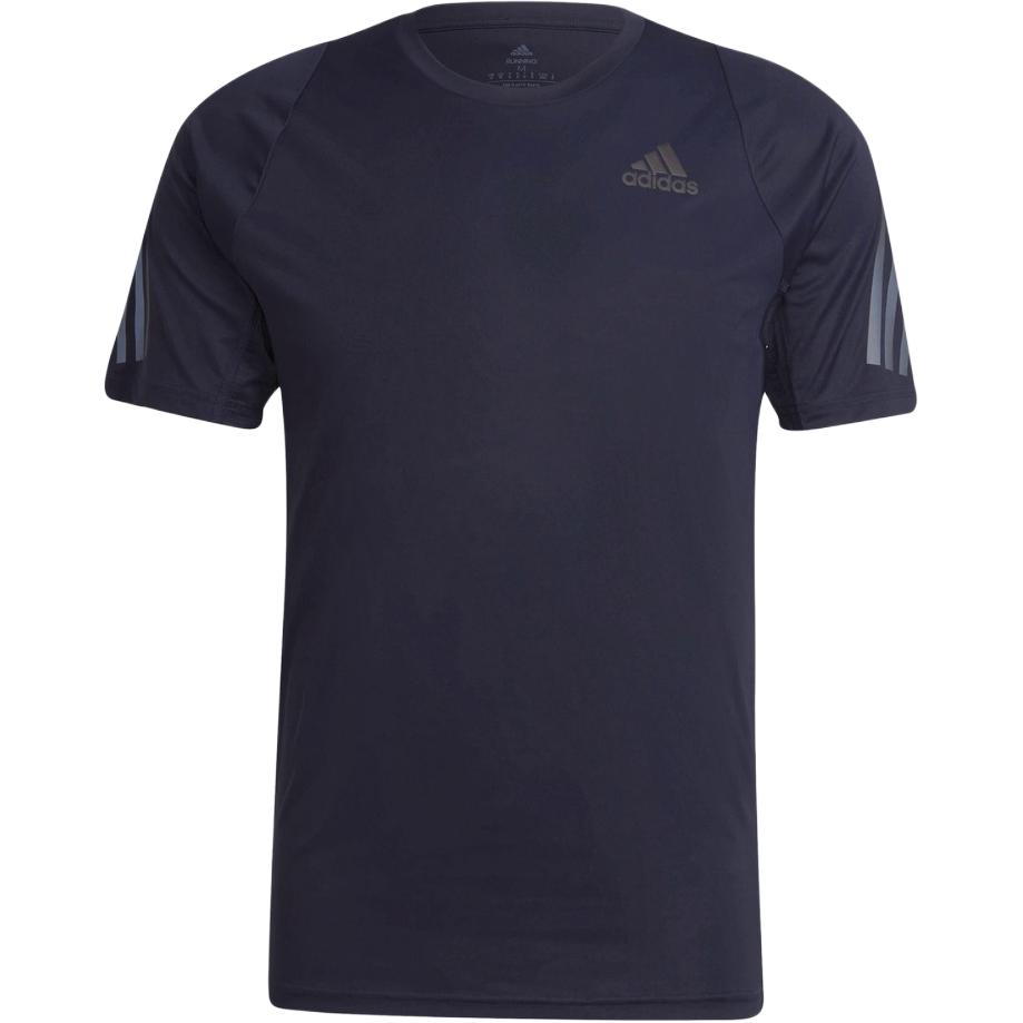 adidas Однотонная футболка с круглым вырезом и логотипом, мужские топы, темно-синие, HE2475