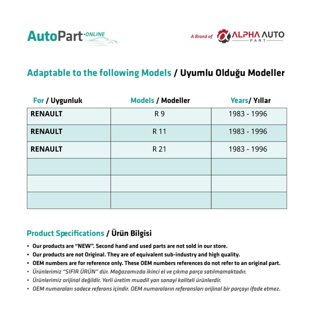 Комплект шлангов сопла барботера для Renault R9, R11, R21