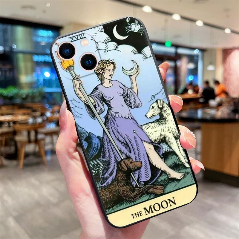 Чехол для телефона с изображением Луны, Звезды, Солнца Таро для IPhone 13 12 11 14 15 Pro Max XR X XS 7 8 Plus SE Ударопрочный Мягкий Силиконовый Черный Чехол Fundas